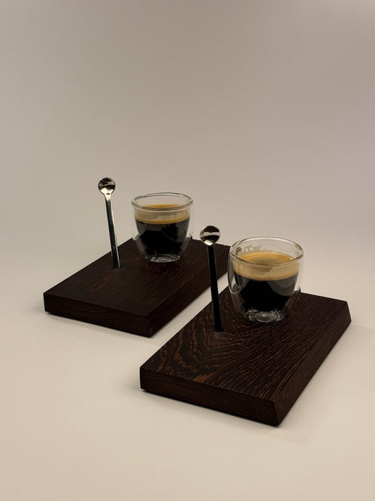 Kaffeebänkchen Espresso Holzbrett